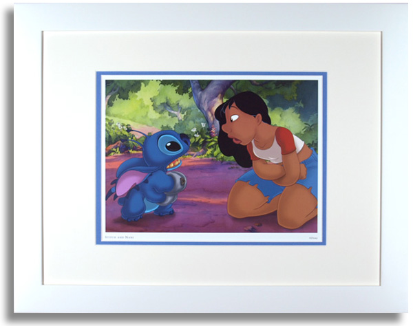 ディズニーの額入りポスター 「Stitch and Nani」