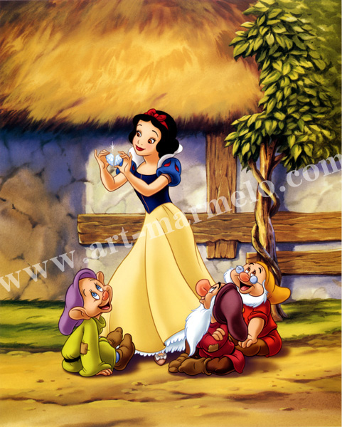 ディズニーの額入りポスター 「Snow White-Two Hearts as One」