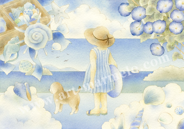 蓮田千尋の原画「Summer blue」
