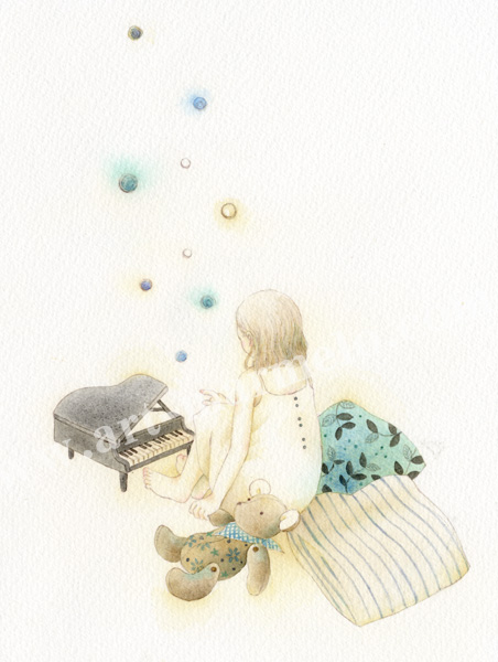 蓮田千尋の原画「雨の歌」