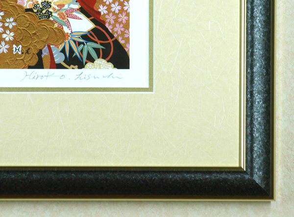 樋口裕子の版画「桜と幕」サイン