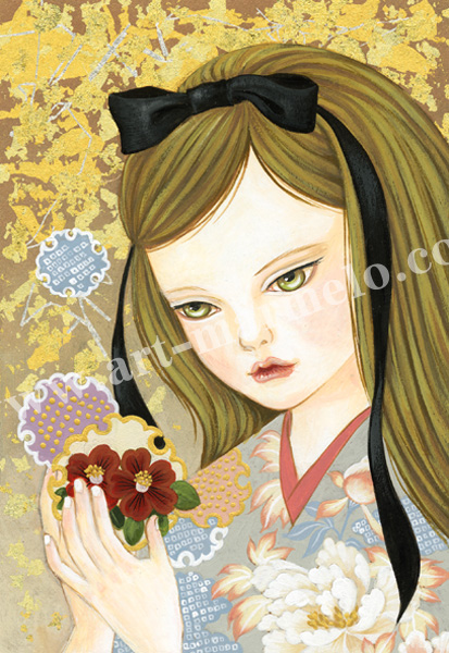 樋口裕子の版画「雪椿」