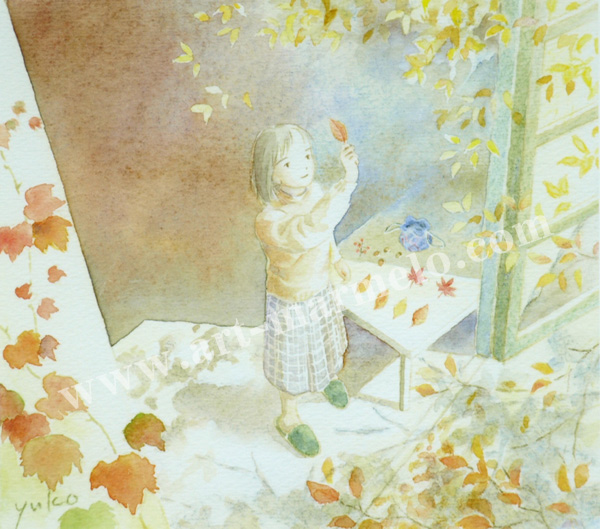 北沢優子の版画「秋色」