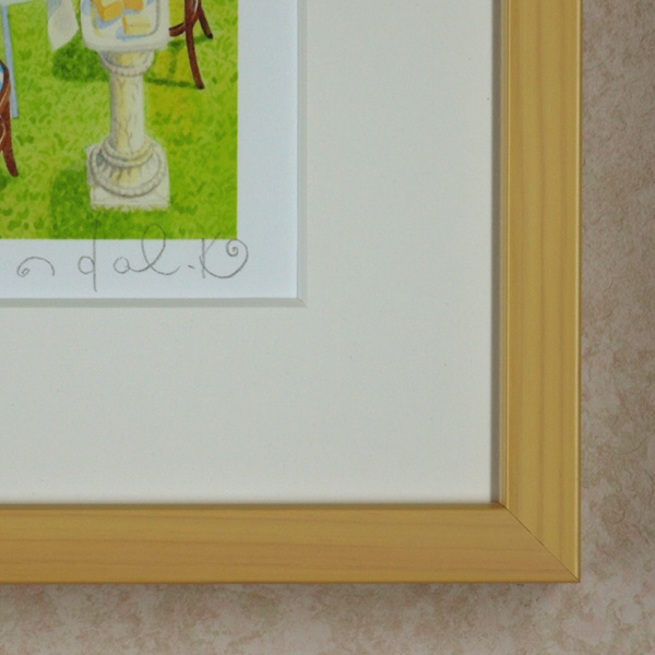 栗乃木ハルミの版画「庭ごはん」サイン