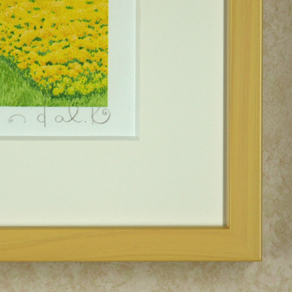 栗乃木ハルミの版画「菜の花の丘Ⅲ」サイン