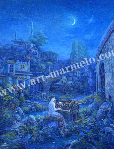 待井健一の版画「青の旋律」、版画の通販専門店アート・マルメロ