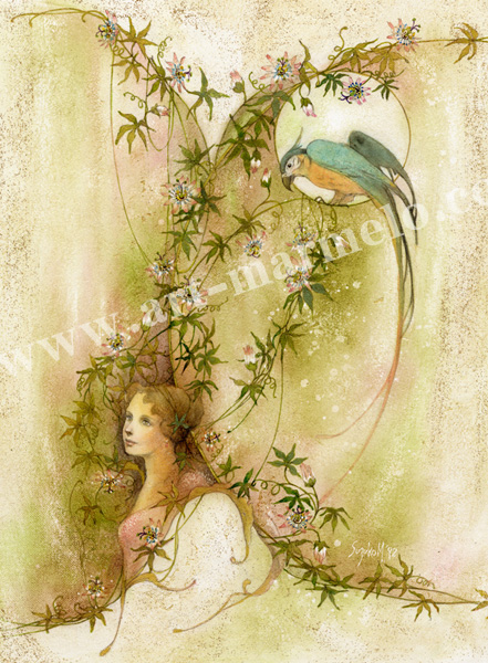 「慕情」牧野鈴子の版画