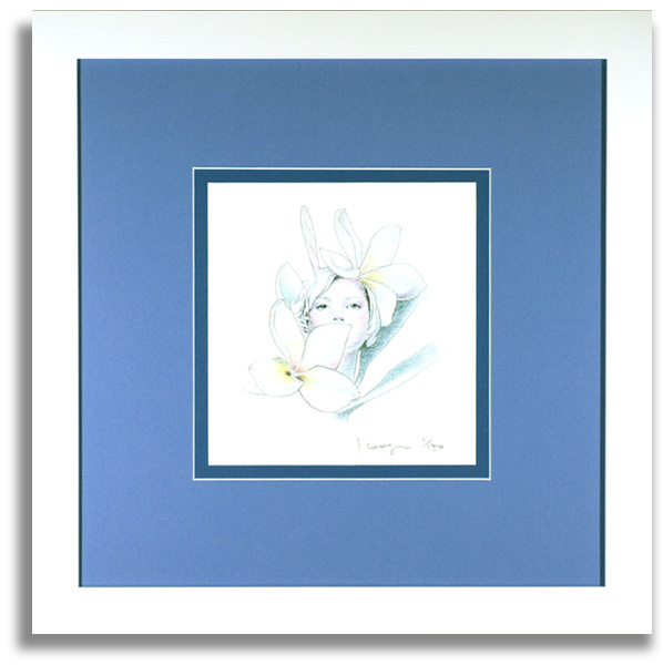 松原健治の版画「プルメリア」額装