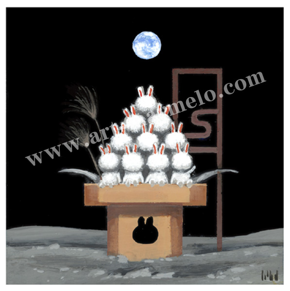 中村豪志の版画「月のうさぎ」
