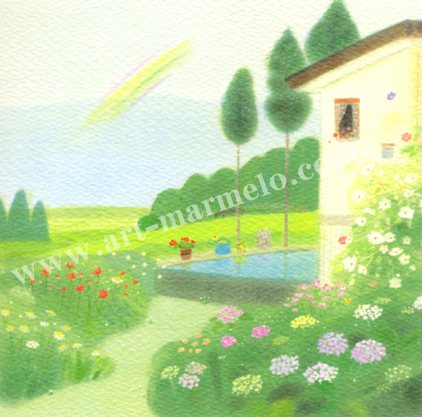 大西秀美の版画「小さな庭」、版画の通販専門店アート・マルメロ