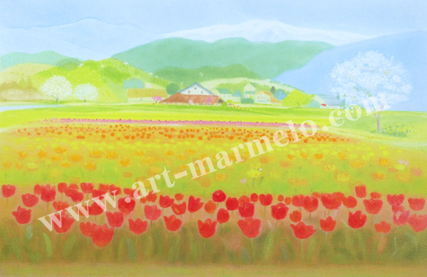 大西秀美の版画「はるいっぱい」、版画の通販専門店アート・マルメロ