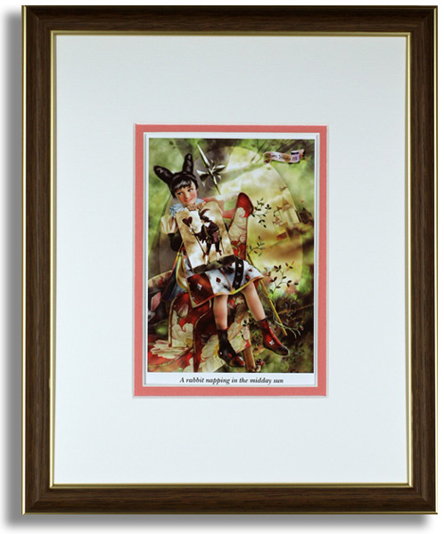 横田美晴のポストカード額装「A rabbit napping in the midday sun」額装