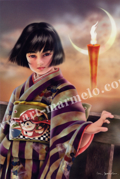 横田美晴のポストカード「赤いろうそくと人魚　春の予感」
