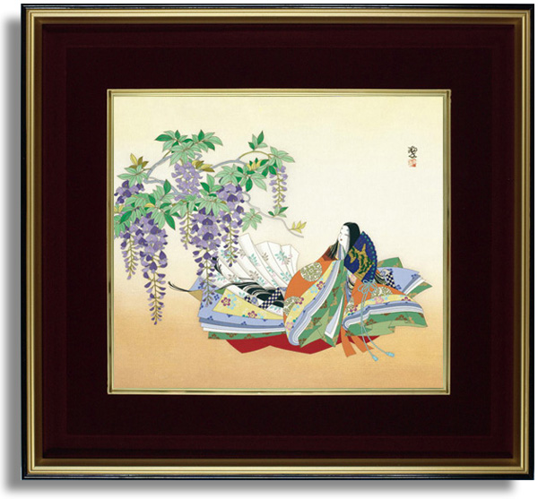 東聖観「藤裏葉淡い初恋」源氏物語色紙額装