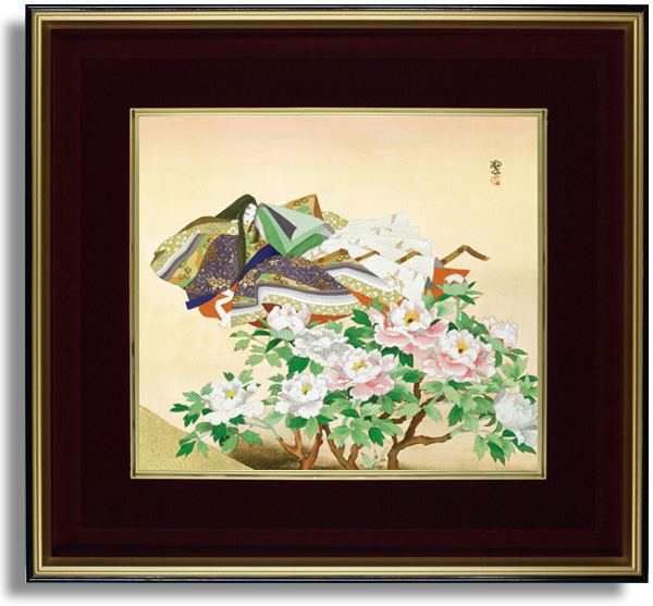 東聖観「絵合宮中祭宴」源氏物語色紙額装