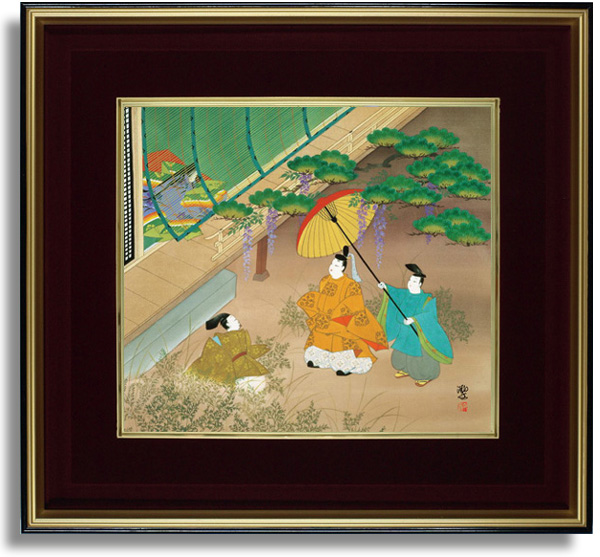 東聖観「蓬生う苑」源氏物語色紙額装