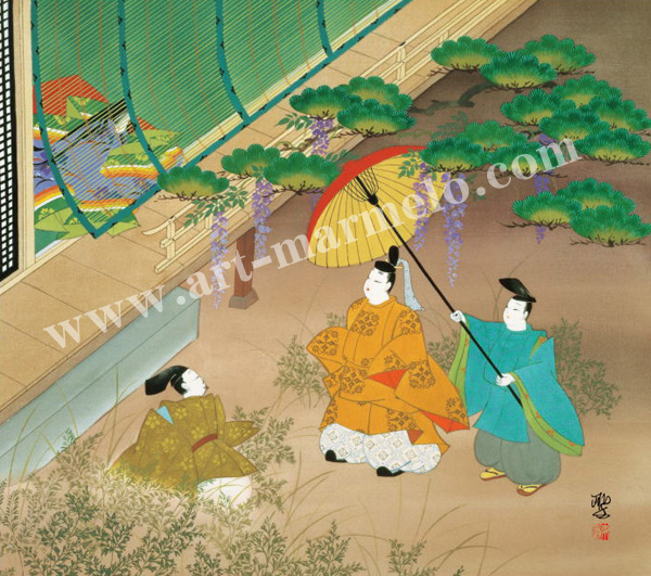 東聖観「蓬生う苑」源氏物語色紙