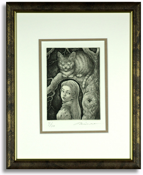 肉筆原画【ペルシャ猫】画 額装 作家サイン有り