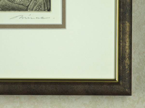 高田美苗の銅版画「幼き日、ガラスの夢」サイン