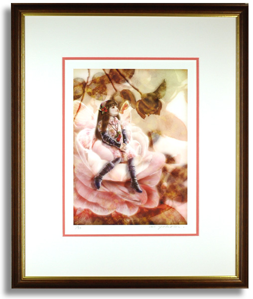 横田美晴の版画「C-Camellia」額装