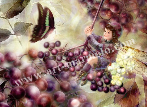 横田美晴の版画「E-Elderberry」