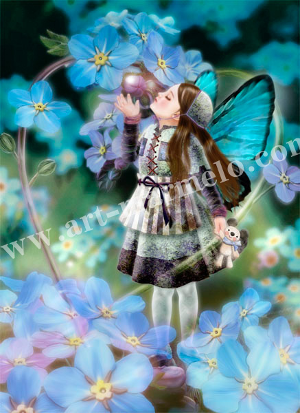 横田美晴の版画「F-Forget-me-not」