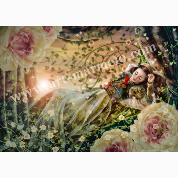 横田美晴の版画「The briar rose」
