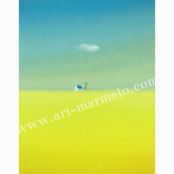 葉祥明の版画「黄色い丘」