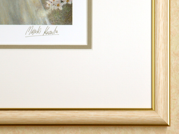 万葉睦月の版画「桜雨」サイン