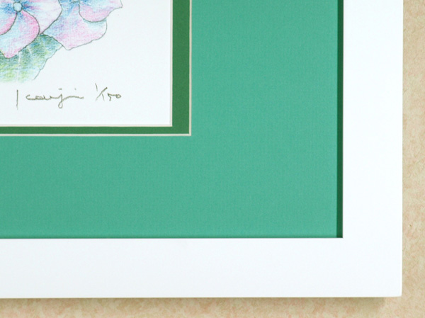 松原健治の版画「アジサイ」サイン